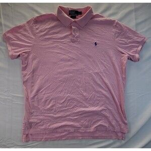 POLO RALPH LAUREN "BLUE-PONY" CUSTOM FIT PINK S/S POLO SHIRT MEN'S SIZE XXL